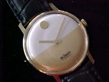 Excellent Vintage Le Jour Man's Two-Tone Dial Cabochon Crown New Old Stock Sharp