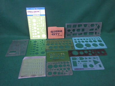 Lot of drafting guides Bishop arrow,circle,Radio Shack GP, Berol Logic,RCA IC