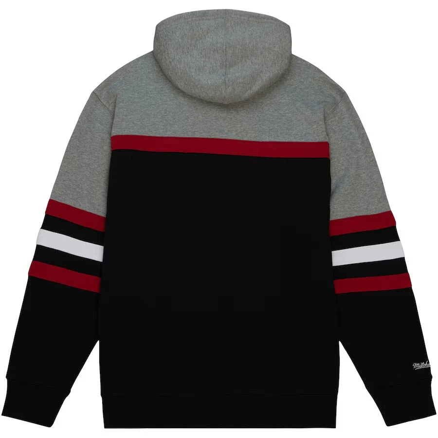 Felpa con cappuccio pullover da uomo Chicago Blackhawks NHL Mitchell & Ness Head Coach nuova con etichette
