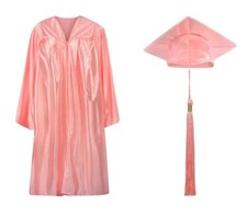 Pink Shiny Graduation Cap Gown and Tassel - sizes 48 5.3-5.5