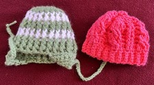 Set of 2 Handmade 0-3 months Baby Beanie Hat/Cap
