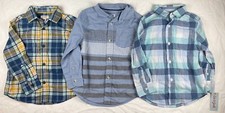 3 Boy s Cat Jack Plaid Button Up Shirt Lot Size XS 4-5