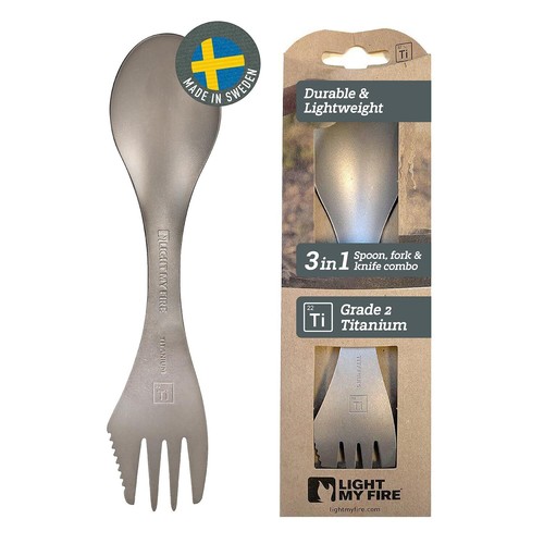 Titanium Spork Camping Spoon Fork Knife Combo Reusable Travel & Camping Utens...