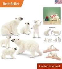 6PCS Polar Bear Figurines Toy with Polar Bear Cub, 2-4" Realistic Plastic Arc...