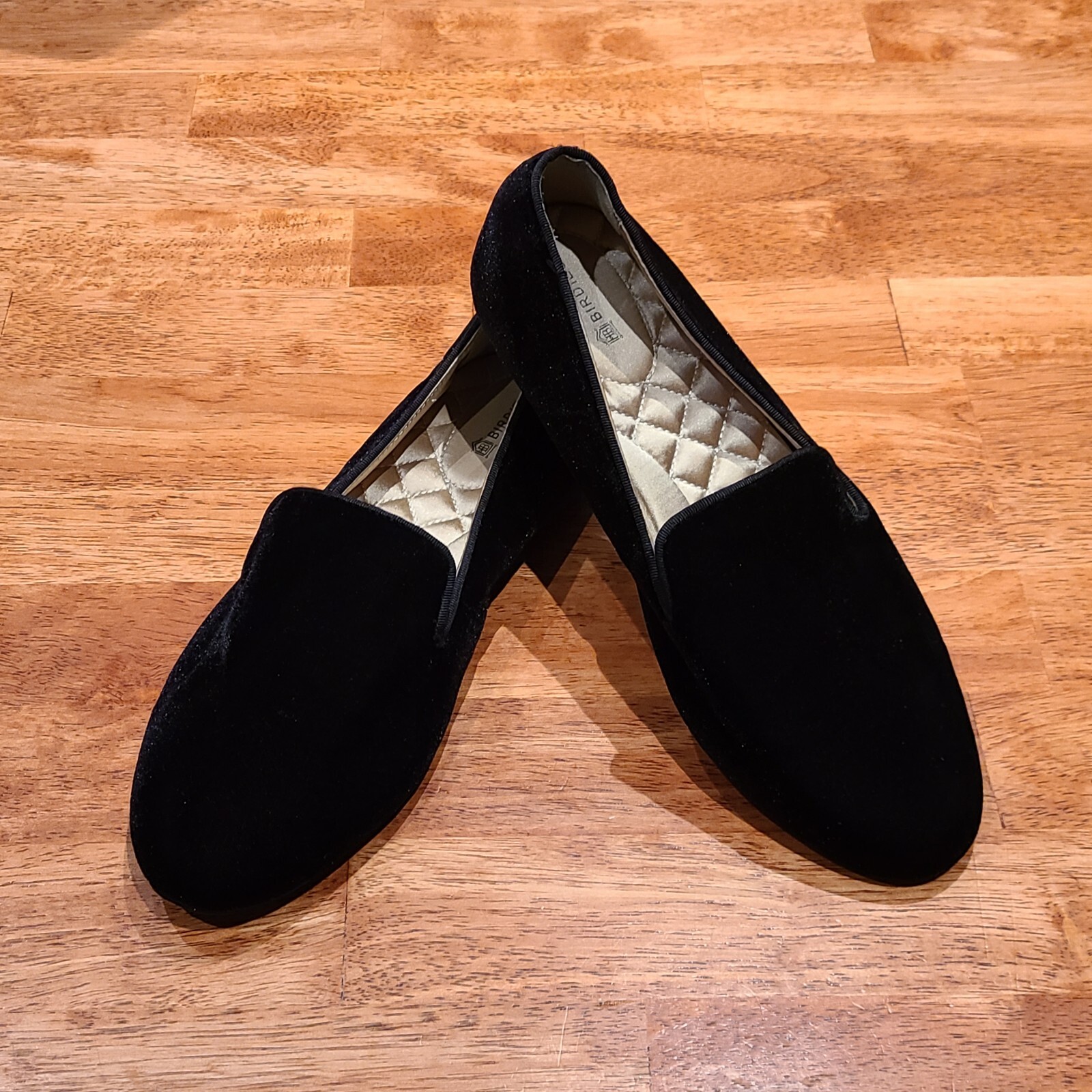 PANTOFOLA D’ORO Birdies scarpe mocassini pantofole mocassini donna velluto nero "The Starling" taglia 8 5