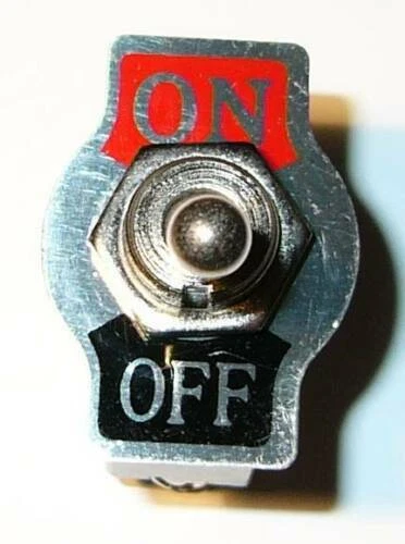 ON / OFF SPST Toggle Heavy Duty Switch w/ Plate - 125V 20A - 250V 15A - 1/2" Dia
