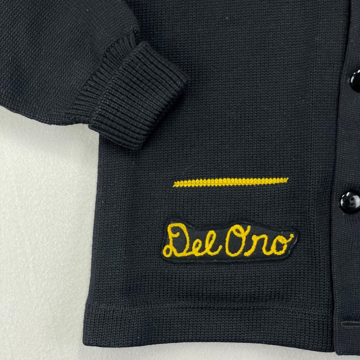 VTG 60s Letterman Cardigan Sweater Size S/M Black Yellow