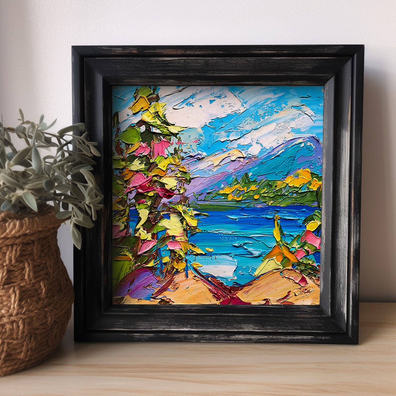 Tahoe Lake Oil Painting Pine Trees Original Art California Landscape ...