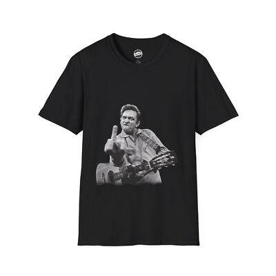 Johnny Cash Middle Finger Tshirt - Unisex Softstyle Tee, Rebel Musician Graphic