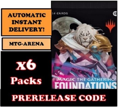 MTGA MTG ARENA CODE CARD MAGIC GATHERING FOUNDATIONS 6 BOOSTER PACKS  PRERELEASE