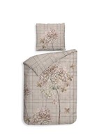 Heckett & Lane Twill BettwäSche 135X200 Rory Beige BlüTen Hortensien Karo Wende