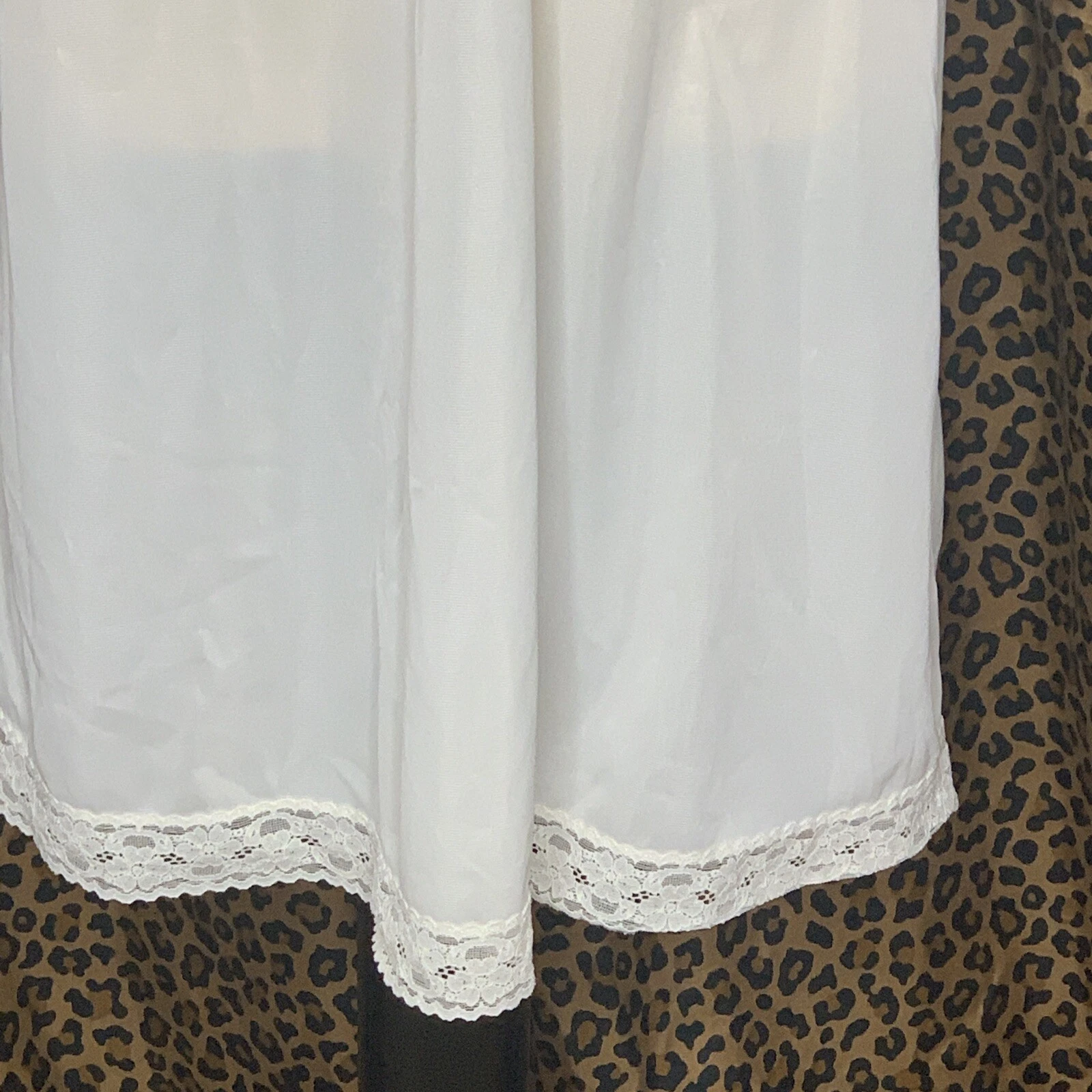 OFF WHITE Abito Slip Vintage Vanity Fair 36 Busto Semi Trasparente Bianco Nylon e Pizzo Medium