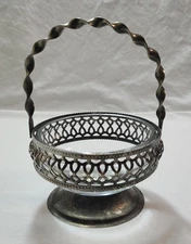 Candy Nut Jelly Relish Condiment Silverplate Twisted Handle With Bowl Vintage