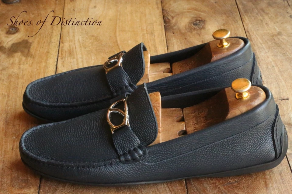 Mocassins de conduite en cuir bleu Ermenegildo Zegna pour hommes UK 10 US... - Photo 2/4