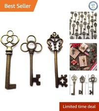 Mixed Set of 30 Large Vintage Skeleton Keys - Antique Bronze Finish for Crafting