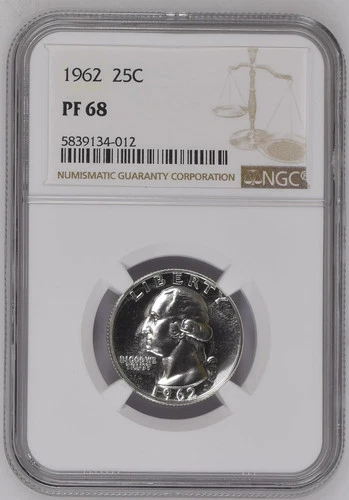 1962 Quarter Dollars Silver Coinage NGC PF-68