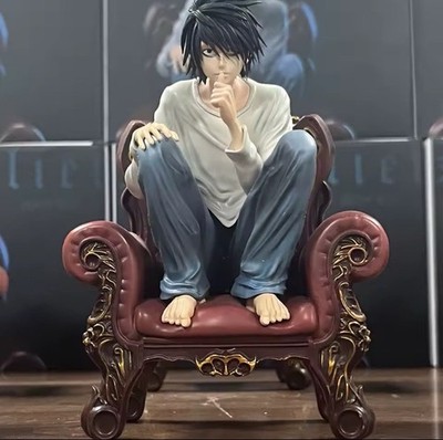 L Lawliet Death Note Anime Figure pcv Statue Sitting Pose In Box