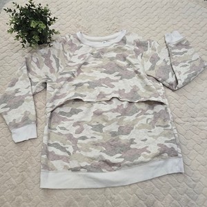Old Navy Maternity Tan Camo Nursing Crewneck Sweater, Size X-Large