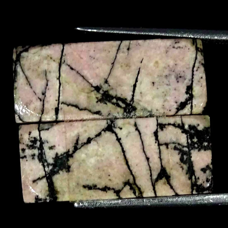 22.8Cts Natural Rhodonite Cushion Pair Cabochon Loose Gemstone 09x22x4mm - Image 2 of 4