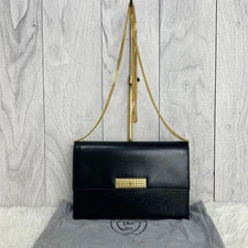 Christian Dior Black Leather CD Chain Shoulder Bag Excellent Condition