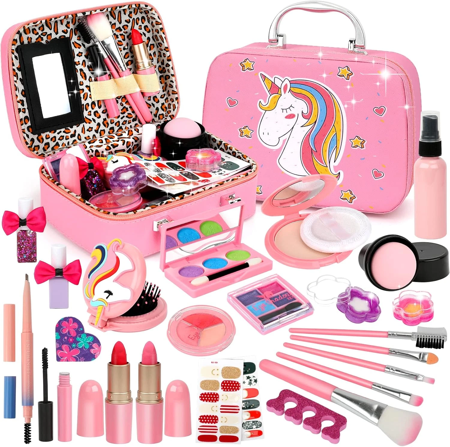 Girls Washable Kids Makeup Kit Pretend Play Toy Gift Age 4-9