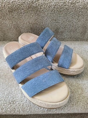 EILEEN FISHER MAYLA DENIM ESPADRILLE SANDALS OPEN TOE BLUE SIZE 7.5 US GUC!