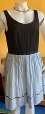 Ann Taylor LOFT Fit & Flare Sundress-10-Eyelet Bodice-Striped Skirt-EUC