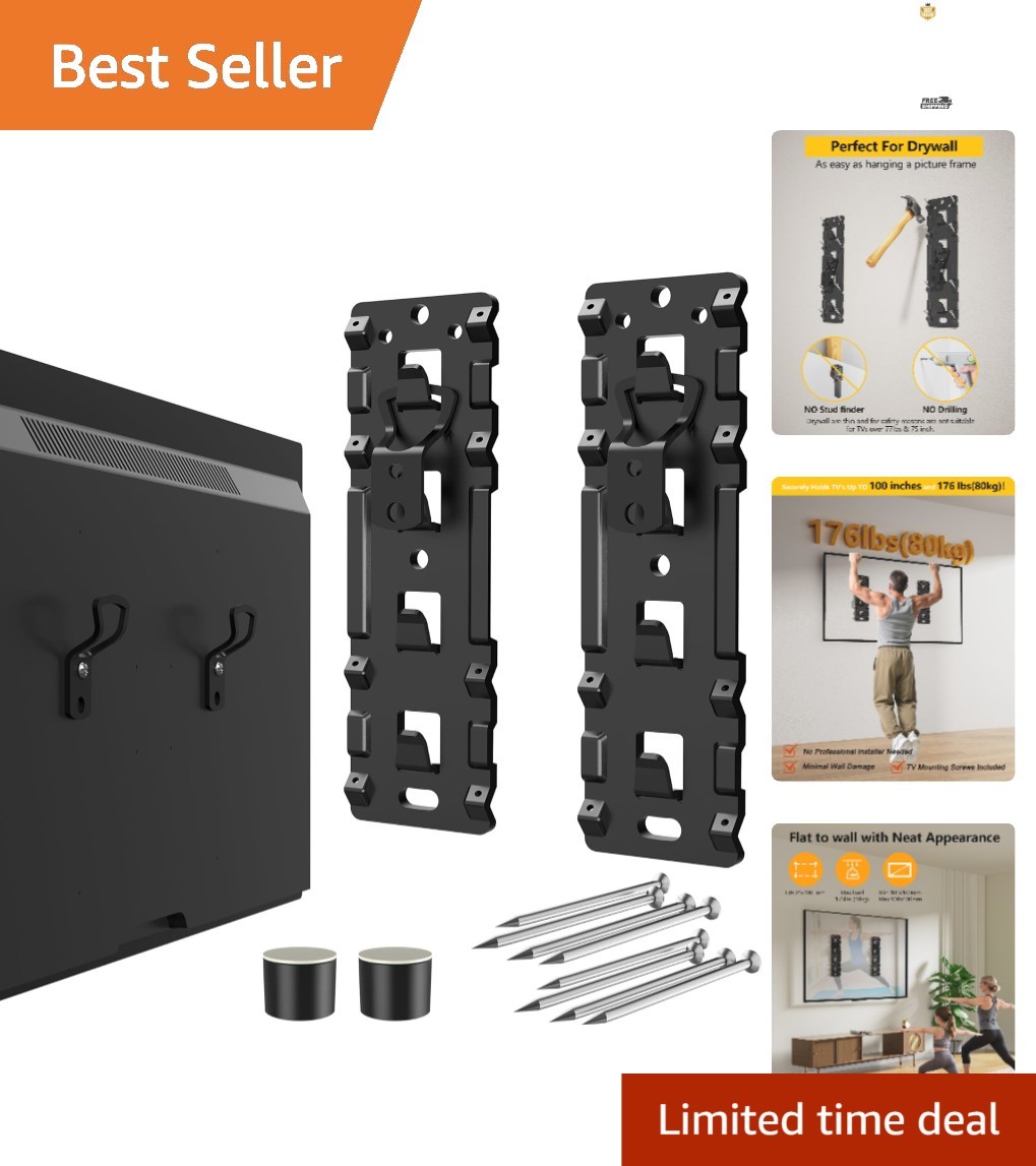 Effortless No Stud TV Mount for 26-100" Screens - 1.17" Low 