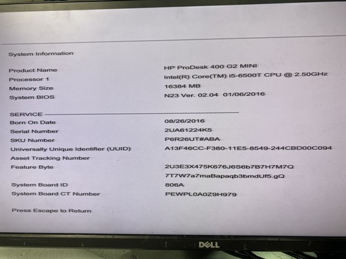 HP ProDesk 400 G2 MINI Core i5-6500T 2.5GHz 16GB RAM NO HDD NO OS Good - Afbeelding 2 van 6