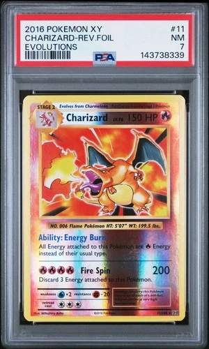 2016 POKEMON XY EVOLUTIONS #11 CHARIZARD-REVERSE FOIL PSA 7