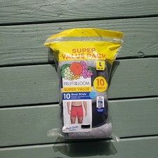     NEW Mens Large Fruit of the Loom Boxer Briefs 10 Super Value Pack 36 38