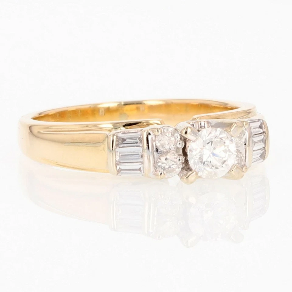 Anillo de compromiso de diamantes Pasado Presente Futuro de 0,71 ctw oro multicolor de 14 k talla 9,25 Foto 2 de 4