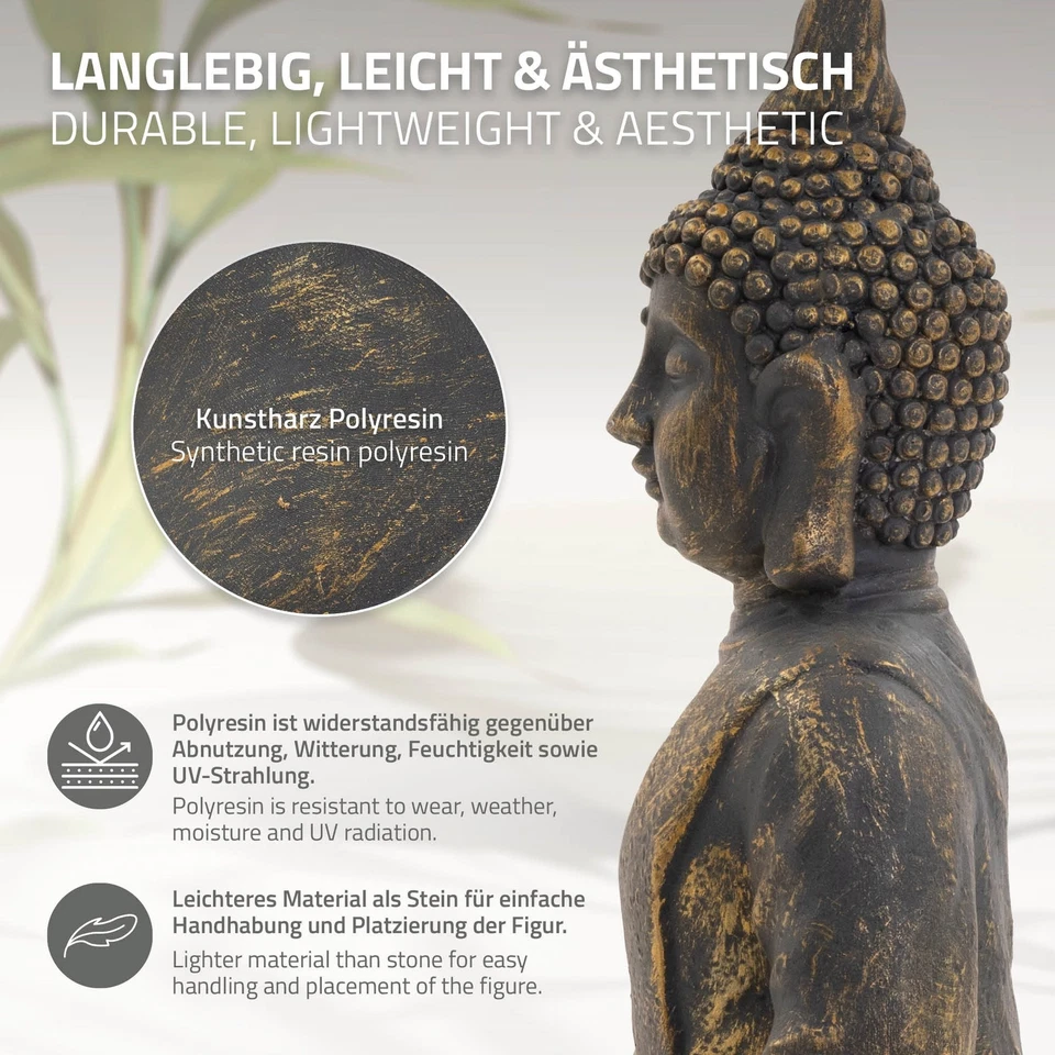 Statue Bouddha jardin décoration intérieur extérieur feng shui en pierre 48 cm - Photo 3/4