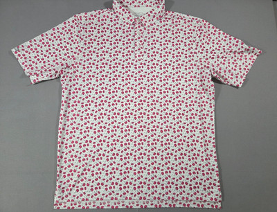 Straight Down Performance Mens XL White Whiskey Cocktail Print Golf Polo Shirt