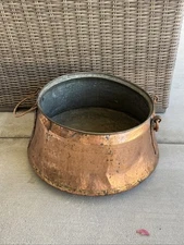1800's  Rare Copper Cauldron Hand made , primitive planter/pot , XLARGE,