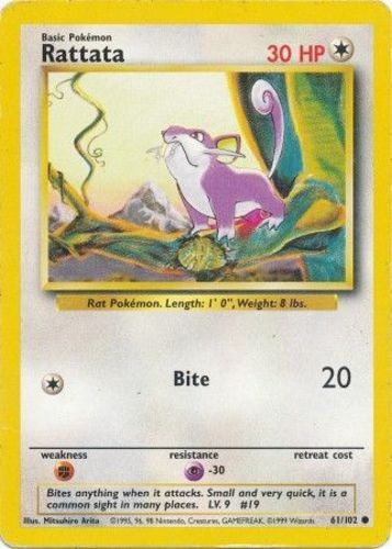 Rattata - 61/102 - Common - Unlimited Edition (Hp) Base Set - Colorless Pokémon