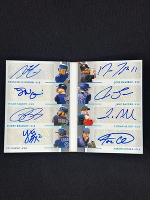 2020 National Treasures 8 Auto Booklet Platinum 1/1 Guardians Ramirez Lindor