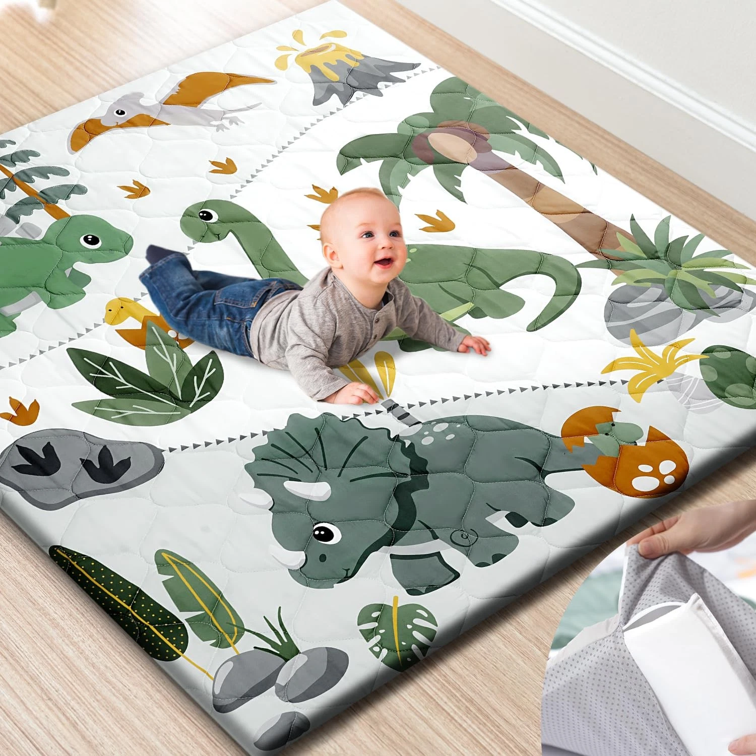 Premium Foam Baby Play Mat 50x50 – Removable Machine Washable Cover, Extra T...