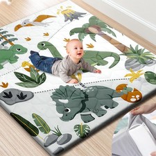Premium Foam Baby Play Mat 50x50   Removable Machine Washable Cover, Extra T...