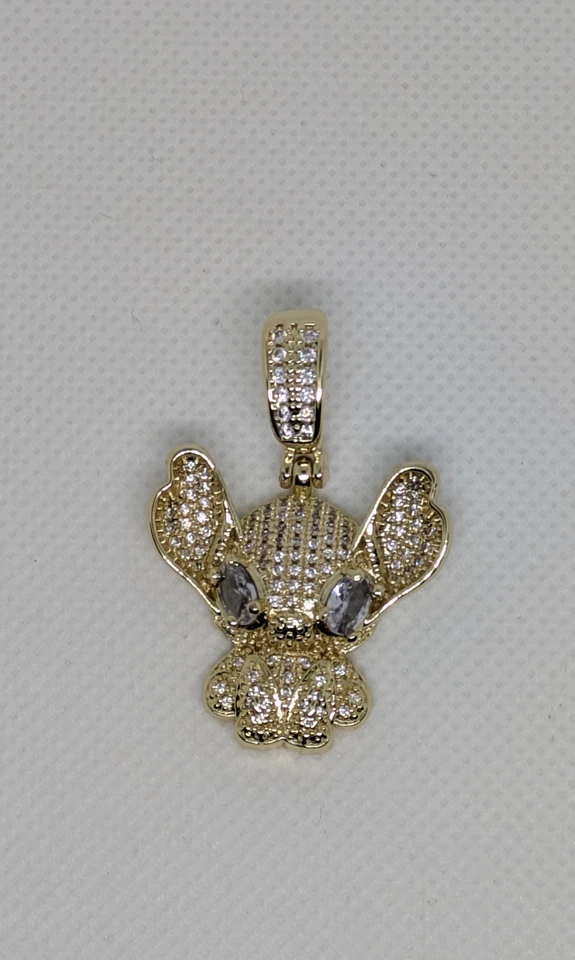 Cute Gold Filled Cartoon Stitch Pendant With VVS CZ Stones. Perfect for Girls - Image 3 of 4