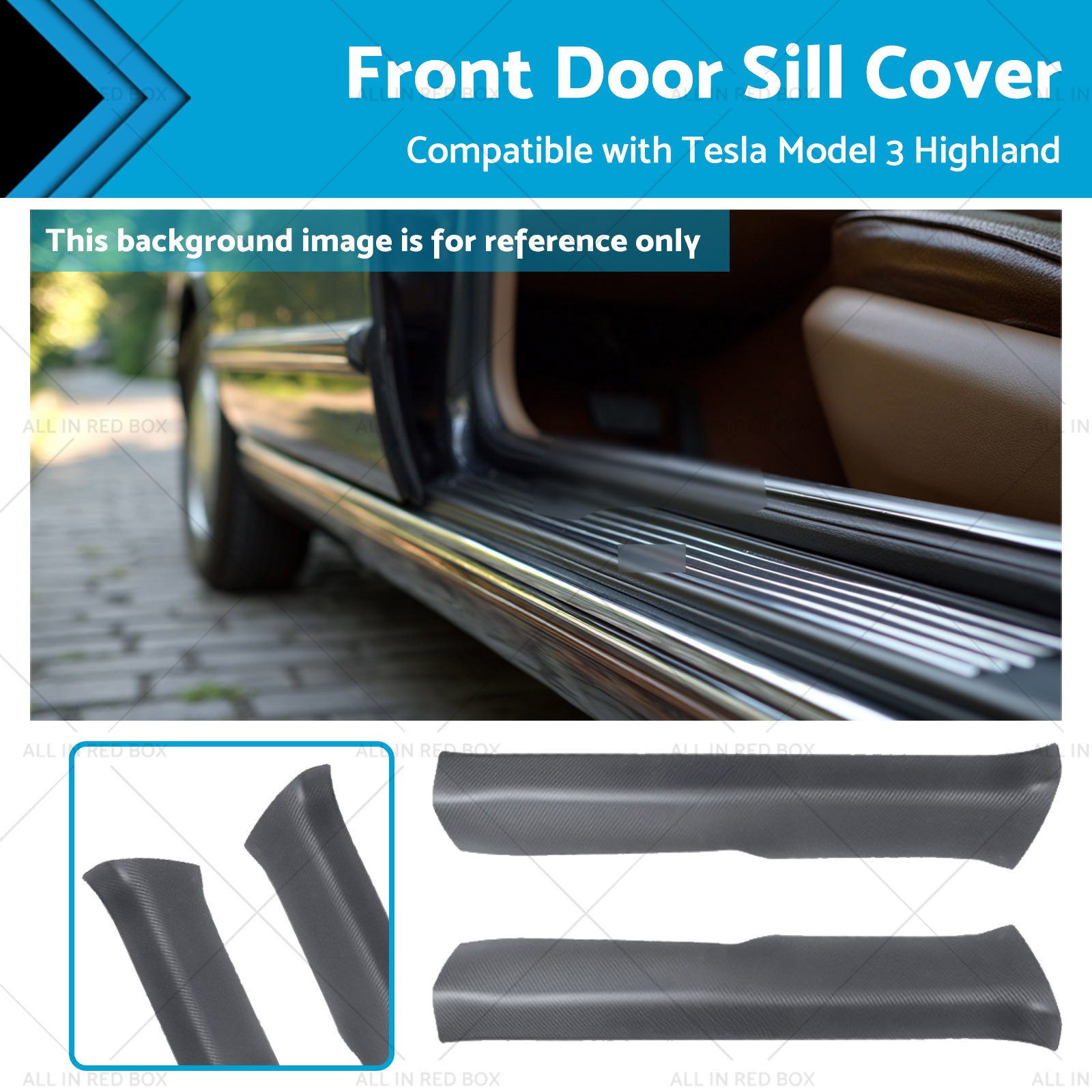 Front Door Sill Cover Carbon Fiber Style Suitable for Tesla Model 3 Highland