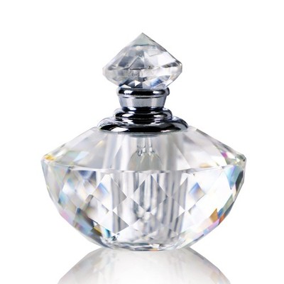 H&D Crystal Glass Art Deco Vintage Style Perfume Bottles Empty Glass Refillab...