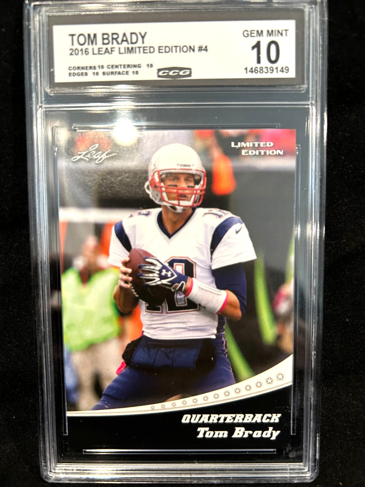 2016 Leaf Limited Edition Tom Brady #4 graded 10 gem mint