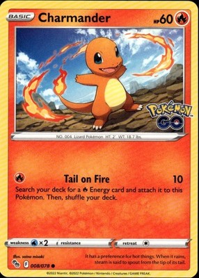 Charmander Common Pokemon GO 008/078 Fire Pokemon Card