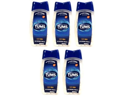 Tums Antacid Peppermint Ultra Strength Chewable Tablets, 160 Count - Pack of 5