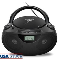 Portable CD Boombox Bluetooth USB Radio Bass Boost Speaker Music Player Black