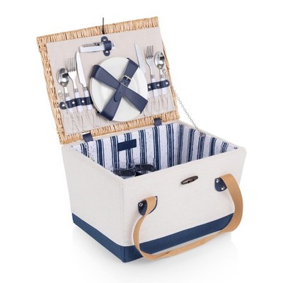 PICNIC TIME Boardwalk Set for 2, Beige Canvas With Navy Blue Accents 2