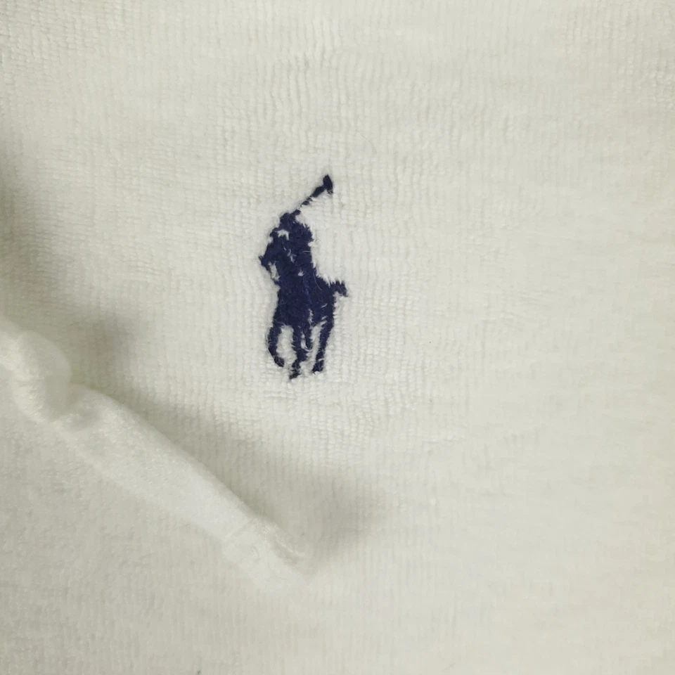 Ralph Lauren Suéter Para Hombres Grande Blanco Terry Paño Cremallera Completa Sudadera con Capucha Sudadera Foto 3 de 4