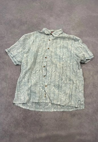 Vintage Hawaiihemd Blattmuster Kurzarm Hemd Herren XL