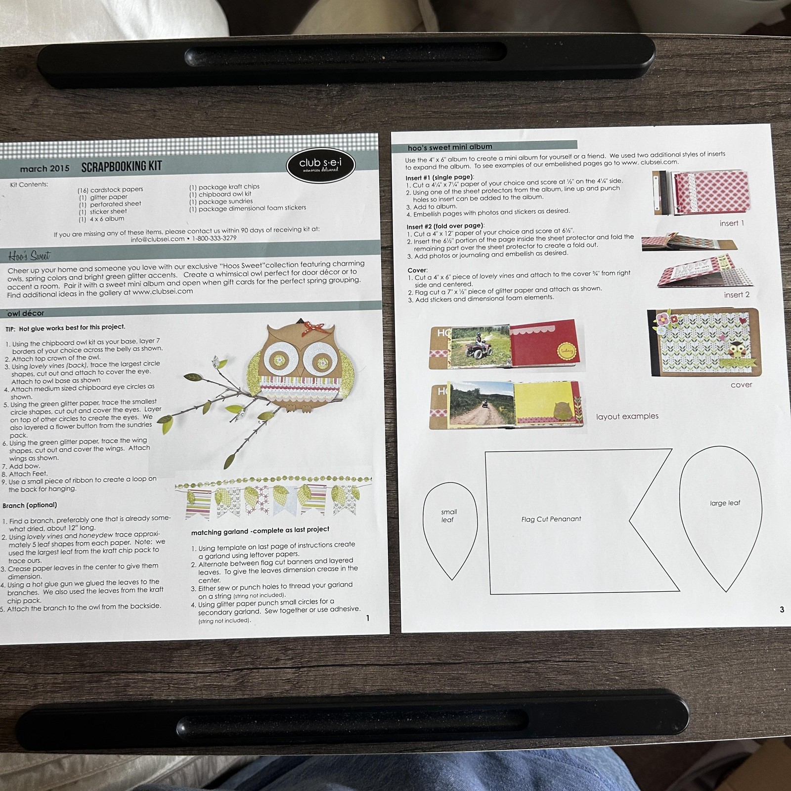 SEI Hoo's Sweet Owl Scrapbooking Kit 4x6 Album Stickers Paper Craft Set New